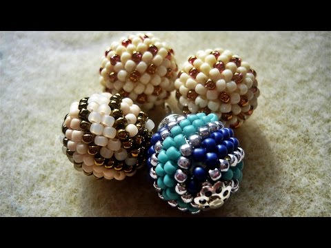 Kulki koralikowe (beaded balls) - wzór w kropki i paski ★ TUTORIAL BEADING ★